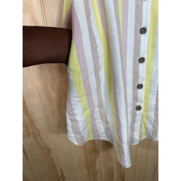 Boho Chic Linen Nylon Blend Striped Dress with Side Pockets – Size XS - Picture 4 of 7
